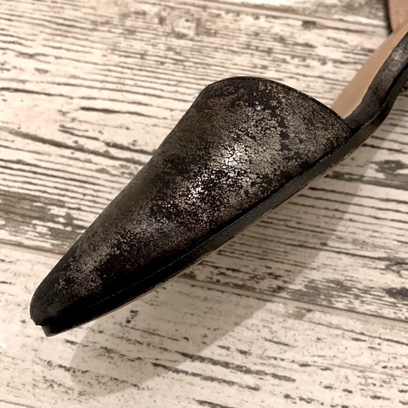 🇫🇷 D’Orsay Distressed Gunmetal Bronze Metallic Leather Flat 8.5 Made in Spain - Picture 2 of 14